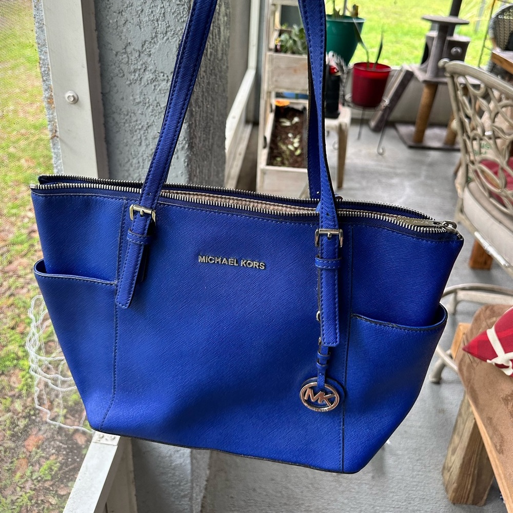 Michael Kors royal blue tote purse